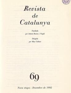 Portada de la Revista de Catalunya, desembre 1992