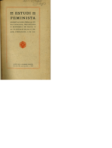 Portada d'Estudi feminista, edició de Barcelona: Luis Gili, 1909.