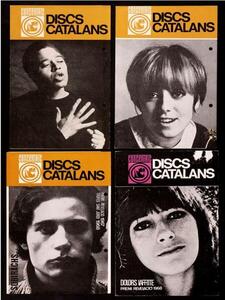 Catàlegs de Concèntric amb l’eslògan “Discs catalans”: Guillem  d’Efak (1967), Guillermina Motta (1967), Rafael Subirachs (1968), i Dolors Laffitte (1969). Top.: Fons Concèntric