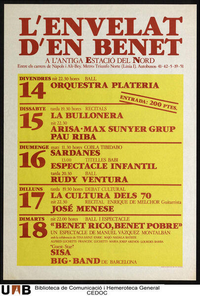 Cartell de l’acte de clausura de la campanya del PSUC, 18 de març de 1980. Universitat Autònoma de Barcelona, Hemeroteca General, CEDOC