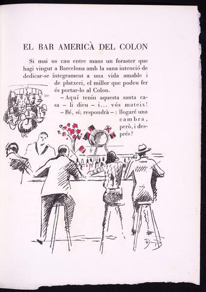 Planes, Josep M. Nits de Barcelona. Il·lustracions d'Oleguer Junyent. [Barcelona]: Llibreria Catalonia, 1931. Exemplar numerat 32/36, en paper Guarro Molí vell. Top.: P.P. 265