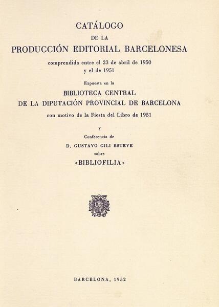 Catàleg de l'Exposició de la Producció Editorial Barcelonesa