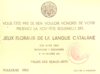 Invitació a l'acte de lliurament a Toulouse dels Jeux Floraux de la Langue Catalane el 1952