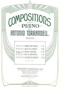 Portada de “Compositions pour piano. Caprice espagnol”, de 1908