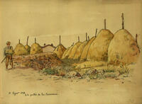 Dibuix acolorit dels pallers de les Corominas, per Joaquim Renart. 11 agost 1918