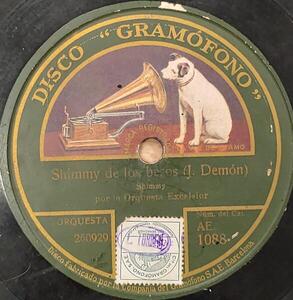 Galeta del disc de vinil que conté la composició Shimmy de los besos