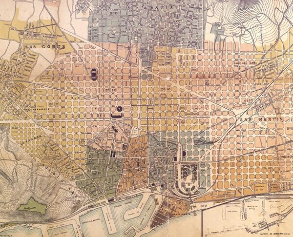Plànol de la ciutat de Barcelona amb l'Eixample. De principis del s. XX